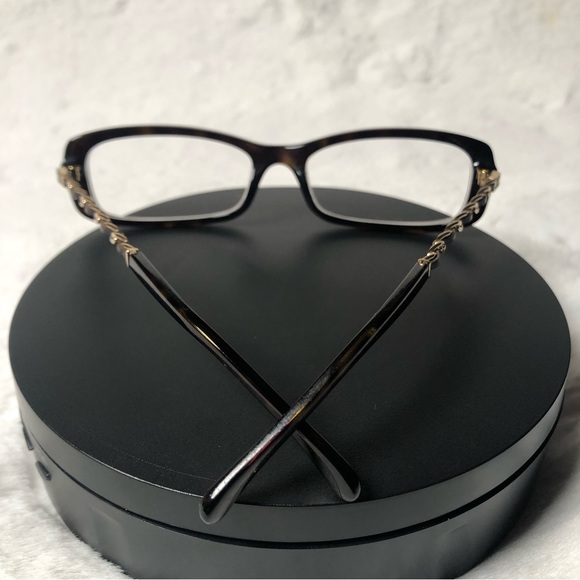 Chanel Authentic Tortoiseshell w/Leather Chain Arms Eyeglasses,Size-53•16•135 - Picture 9 of 14